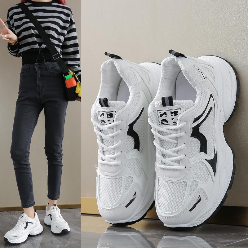 Spring Autumn Light Weight Sports Running Shoes for Women Mesh Campus Style Forrest Gump Daddy All-match Casual Trendy Shoe