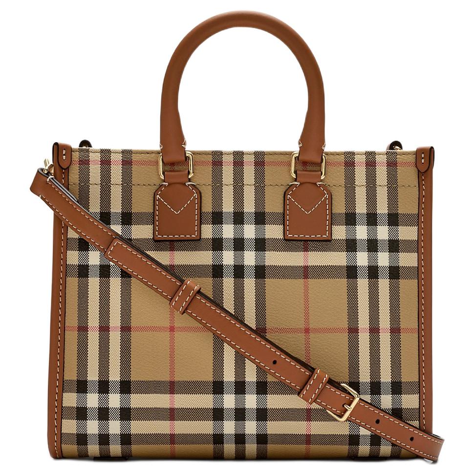 Burberry Borsa Tote Freya con Tracolla Regolabile e Rimovibile Borse Tote da Donna Classico-Beige Melange-Marrone 80975661