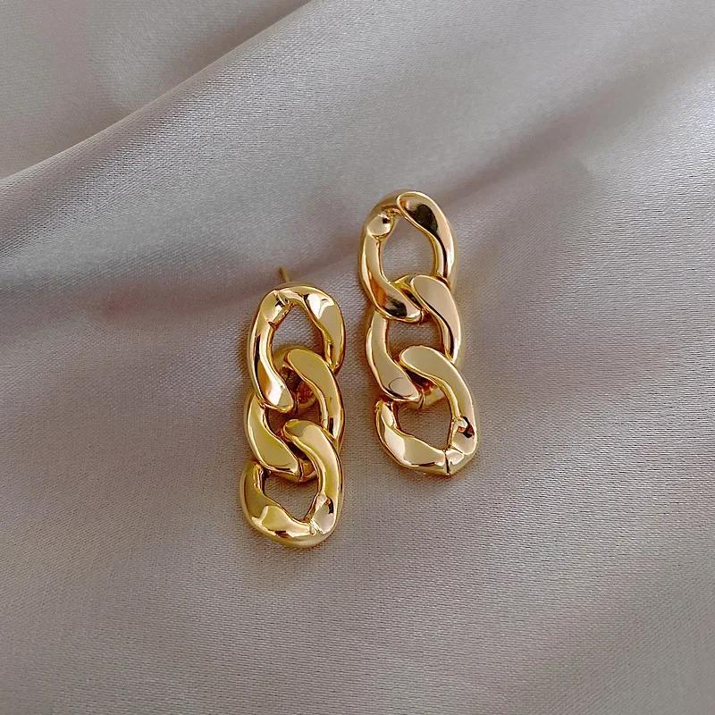 

Personality Design Drop Dangle Earrings for Women Hip Hop Rock Zircon New Charm Gold Color Stainless Steel Twist Stud Ear Gifts золотий