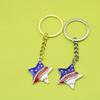 European-American Trendy Rhinestone American Flag Heart & Star Keychain Pendant