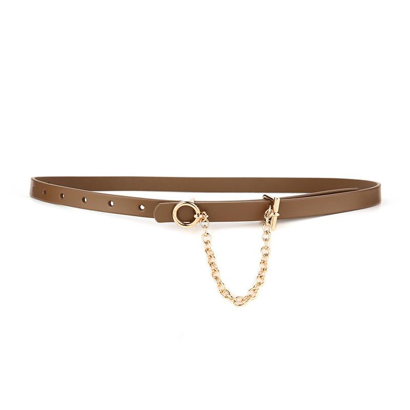 Cintura da Donna in Vera Pelle con Fibbia Quadrata per Abbigliamento Casual e Accessorio di Moda
