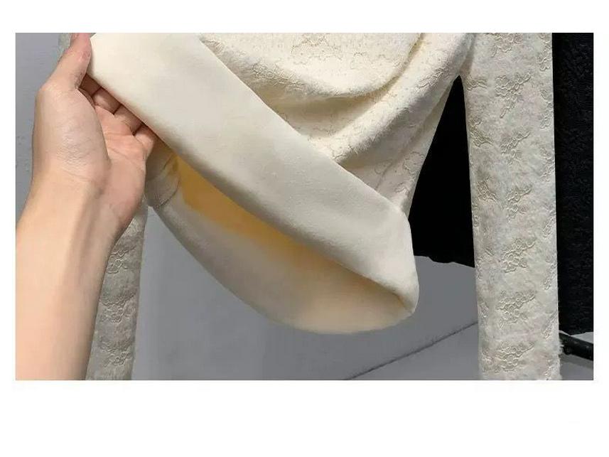 Dámská flanelová košile s vysokým límcem a krajkou - Stylová teplá základní vrstva pro podzim/zimu