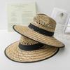 Men's new fishing hat outdoor Sun hat summer hand woven mat cool straw hat sun hat knight jazz hat