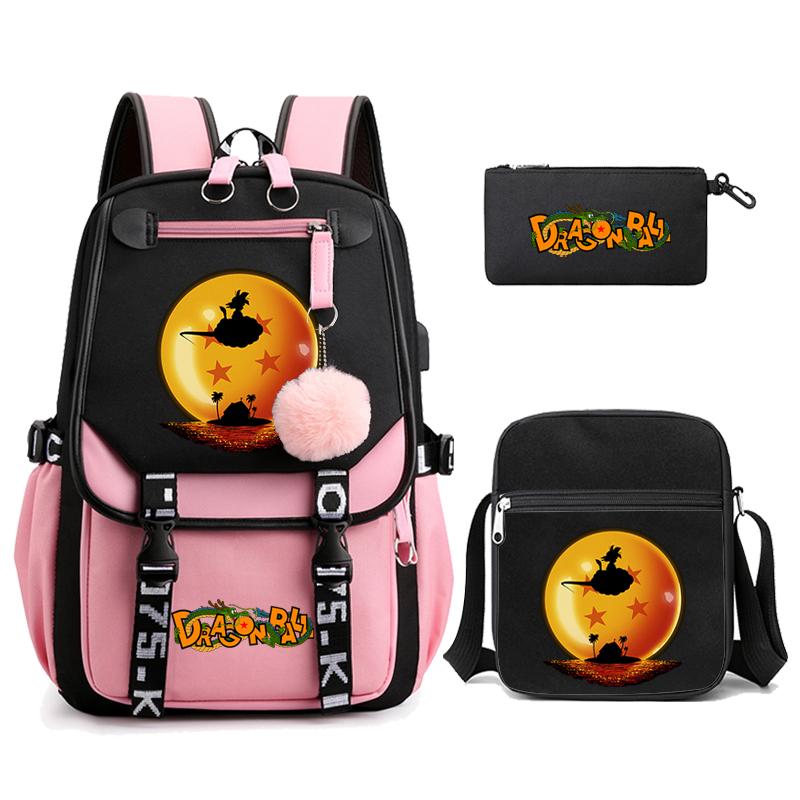 3Pcs/set Anime Dragon Ball Daily Laptop Backpack Lightweight bag for Men Women Travel Bag Student Girl Boy Back To School Unisex Bagpack Mochila