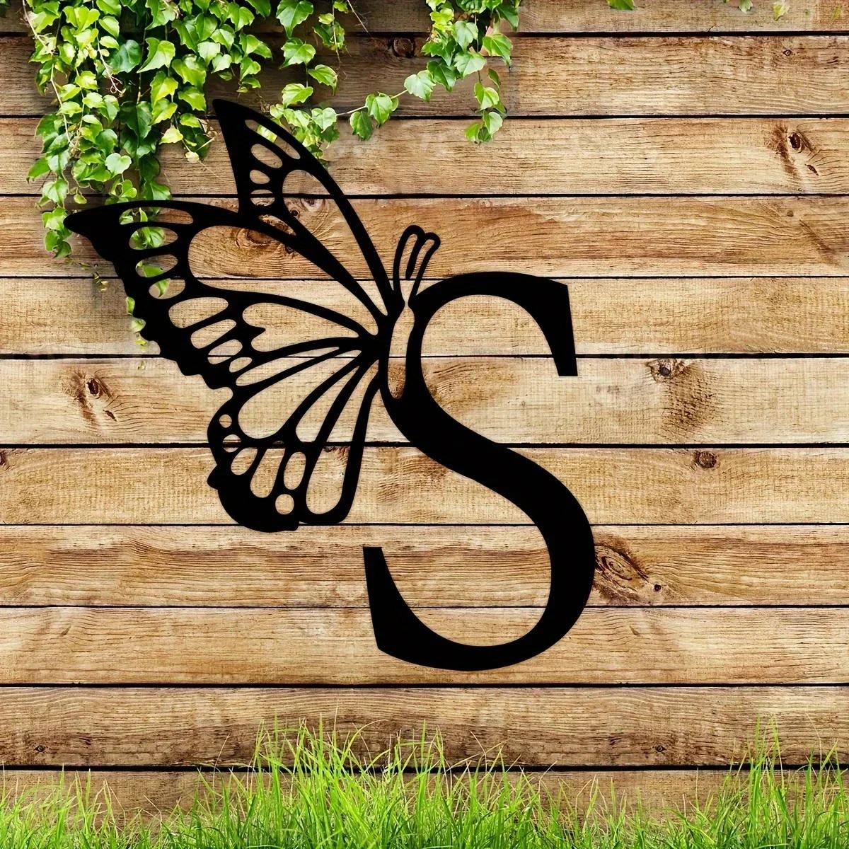 1 шт. Металлический знак с монограммой в виде бабочки - все буквы. Металлические — фото 27