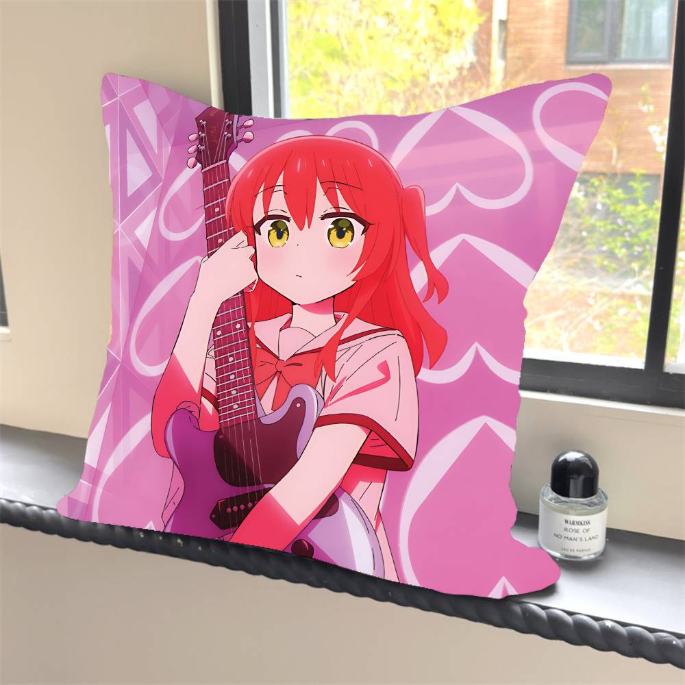 1PC Anime Bocchi The Rock Pillow Case Square  Bedroom Sofa Leisure Comfort Cushion Car Home Decoration Pillowcase 40x40