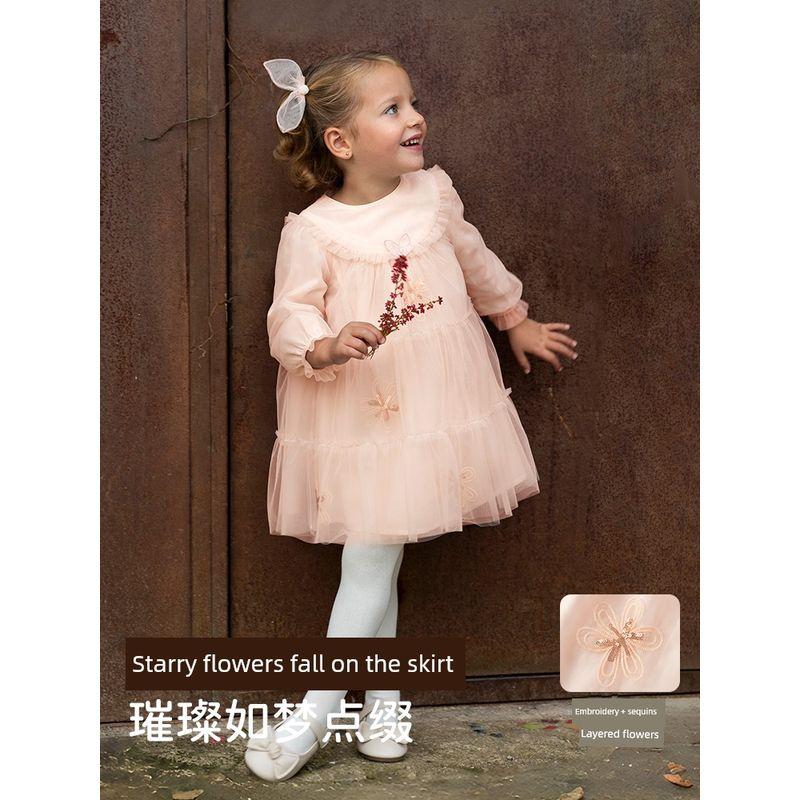 David Bella Girls' Mesh Dress 2026 Spring New Style Baby Children's Clothing Princess Dress Children's Fashionable Dress