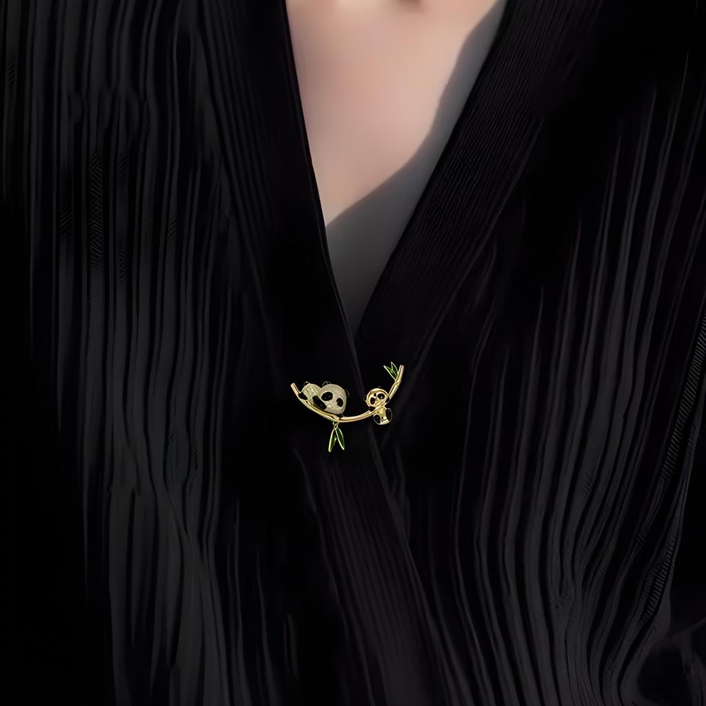 Niedliche Panda Guofeng Brosche High-End Damen Design Sinn Nische Neue Chinesische Brosche Anzugnadel Anti-Licht Accessoires