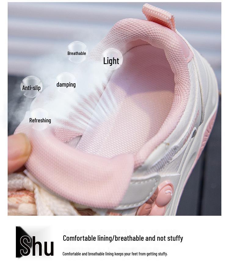 2026 Spring Girls' White Sports Shoes with Bow Knot - Trendy Casual Sneakers for Kids and Teens