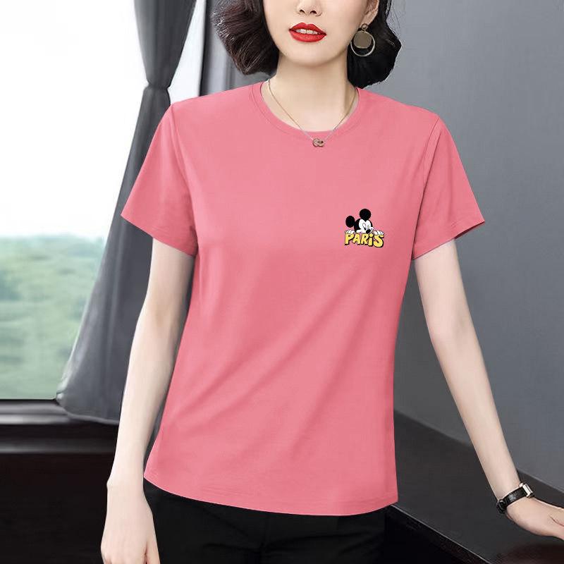 2026 Summer Women's Plus Size Short-Sleeve T-shirt, Versatile Age-Defying Round Neck Top.