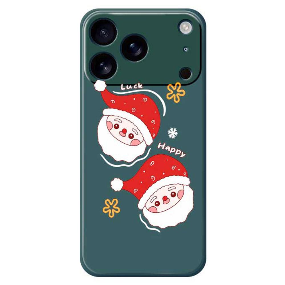 

For iPhone 17 Pro Max Case Cute Santa Claus Pattern Printing Straight Edge TPU Phone Back Cover Green