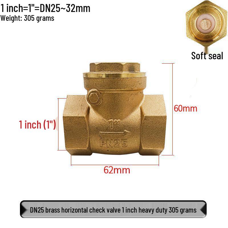 All-Copper Horizontal Check Valve for Water Pumps: 1/2", 3/4", 1" Sizes (DN15, 20, 25)