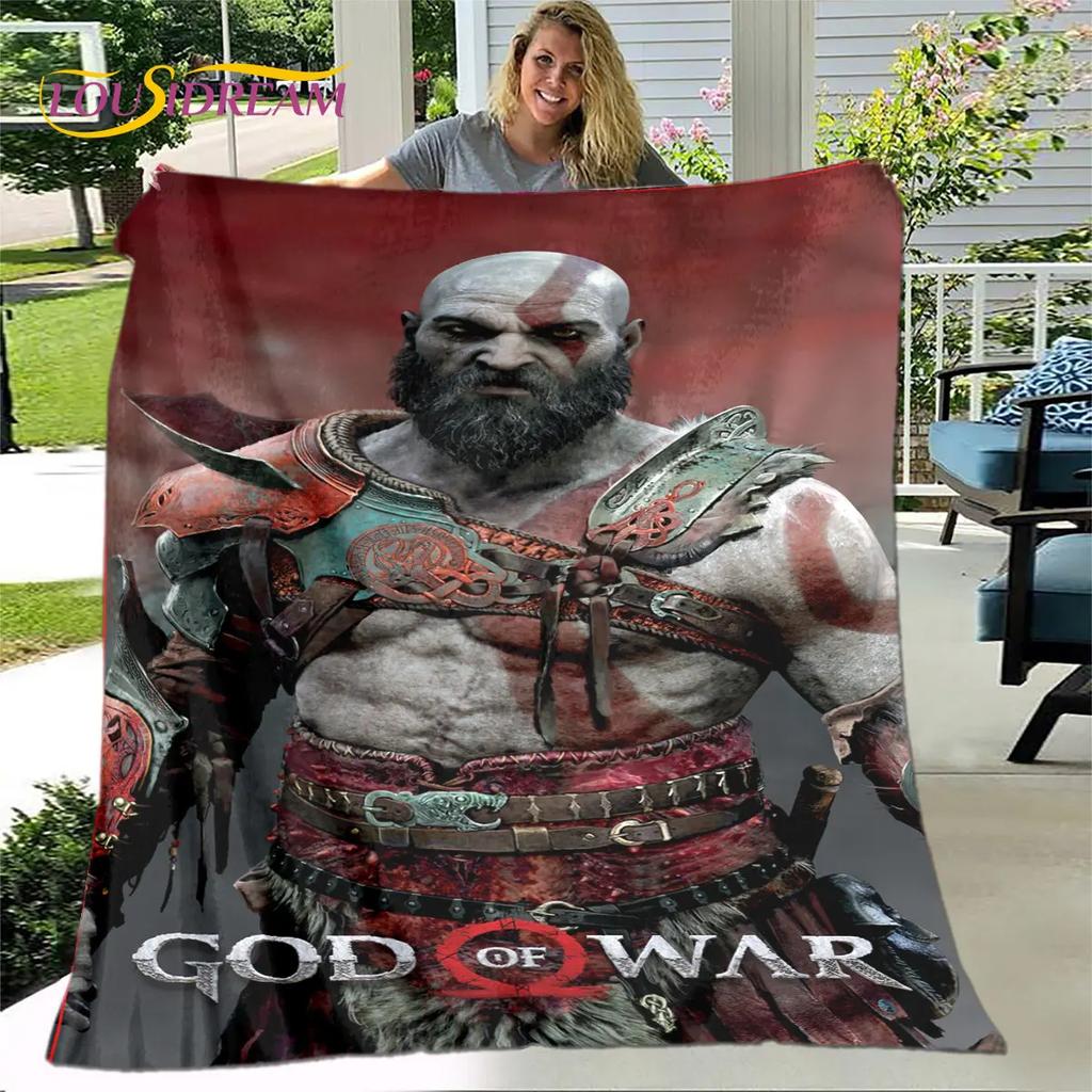 God of War Spiel Spieler Weiche Plüschdecke, Flanelldecke Überwurfdecke für Wohnzimmer Schlafzimmer Bett Sofa Picknick Abdeckung Bettdecke