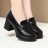 Escarpins Mary Jane à Talons Hauts Rétro Chaussures Simples pour Femmes à Découpe Profonde Talons Épais Mocassins Britanniques à Semelle Épaisse Chaussures en Cuir pour Mère Élégantes
