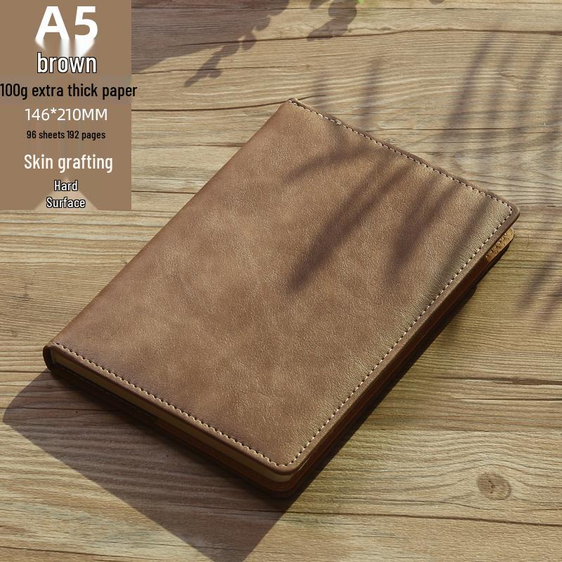 Men's Business Notebook with Printed Pages, Leather Cover, Magnetic Buckle, and Pen Holder. Perfect for Meeting Minutes and Office Use.