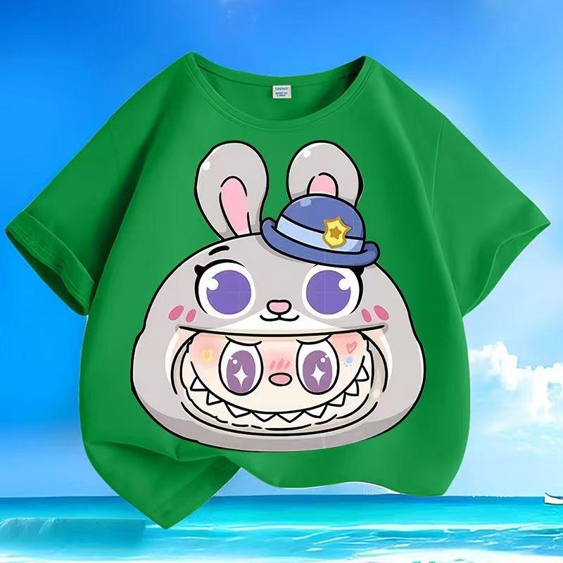 

Trend New LABUBU Cartoon 3D Print Kids T Shirts White Boy Girls Short-Sleeved Top 160