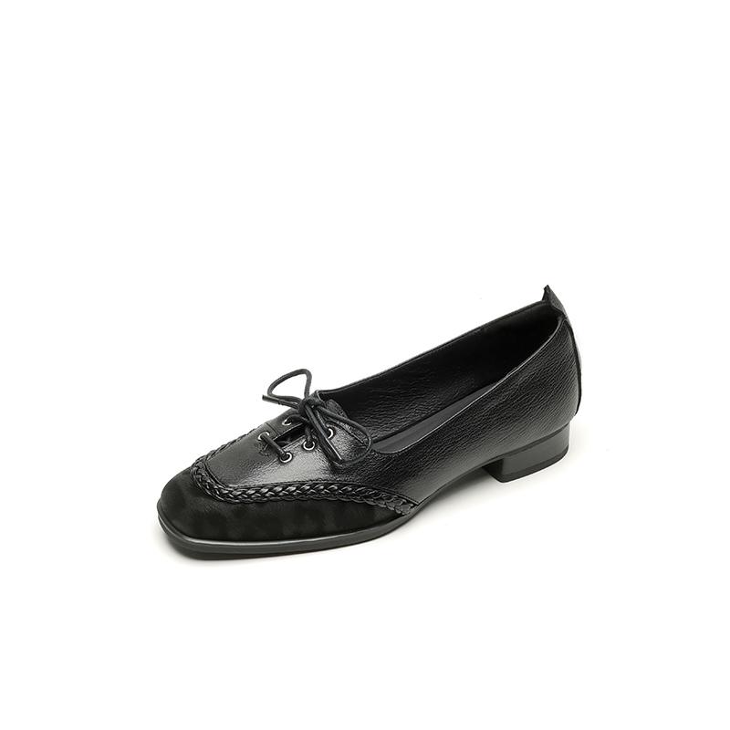 Fashion New SpringSummer Genuine Leather Women Pumps Shoes for Women Fashion Leopard Print Round Toe Loafers Shoes Women Lace Low Heels 34 5926₽