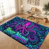 Octopus Sea Life Theme Crystal Velvet Floor Rug Personalized Custom Name Text Warm Carpet Home Decoration