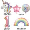 6pcs ainbow Unicorn Aluminum Balloon 32inch Gradient Number Balloon Unicorn Party Supplies Unicorn Party Decoration Baby Shower