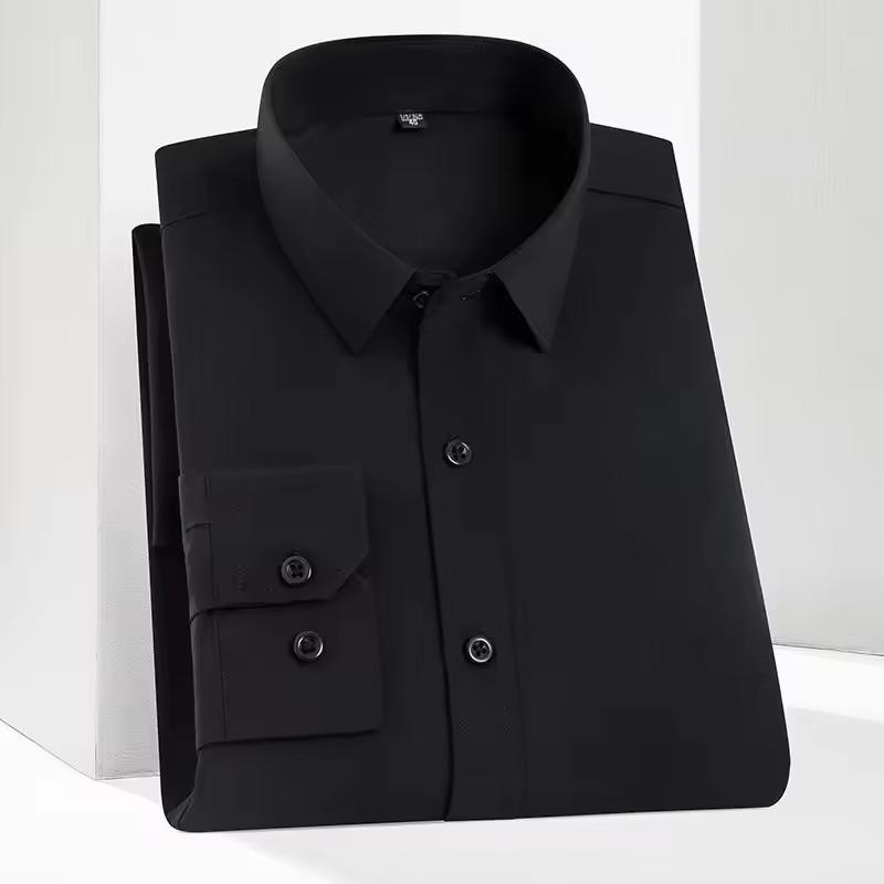 Men's Fashion Dress Shirts Long Sleeve Formal Business Social Classic Simple Basic Design Work Office White Shirt Men Clothing