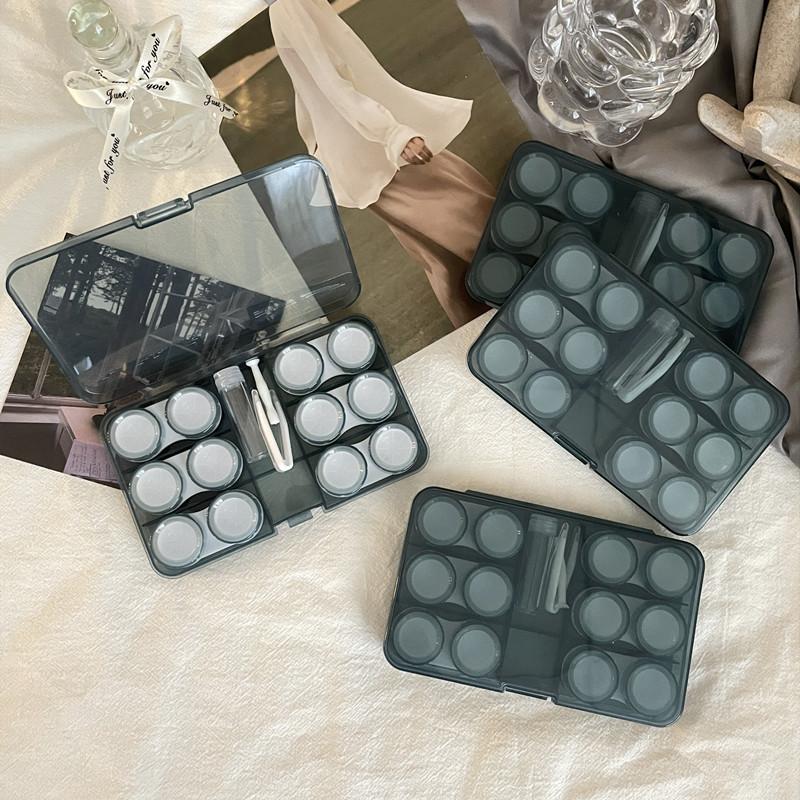 

6 пар больших контактных линз, портативный дорожный футляр для контактных линз, косметический футляр для зрачков, пинцет, контейнер синий