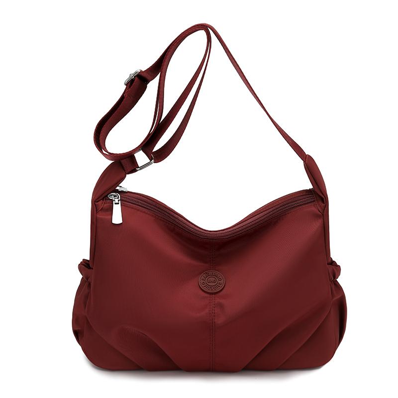 Leisure Simple Women'S Crossbody Bags Nylon Multi Pockets Waterproof Messenger Bag Solid Color Female Shoulder Bag For Outings