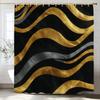 Black Wave Line Geometric Modern Minimalist Art Shower Curtain Printed Fabric Bathroom Decorative Shower Curtain With Hooks
