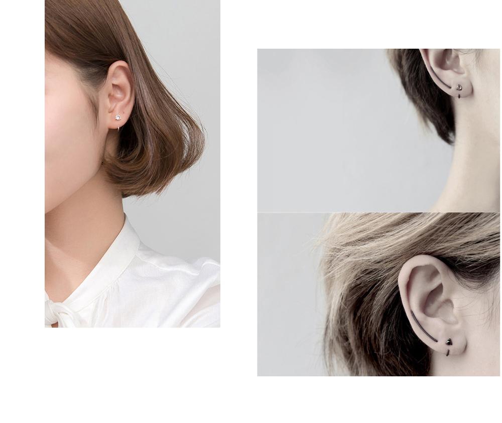 (2P)P1095W Silver S925 Silver Hook Cubic Zirconia Earrings Piercing