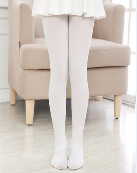 Children's Spring/Summer White Velvet Dance Pantyhose - High Elastic Leggings for Girls
