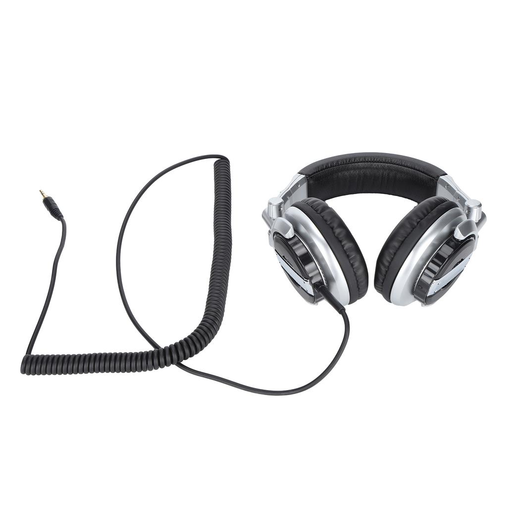 Headset HeadMounted Hifi Rotating Foldable Studio Monitor Headphones for VR Room Recording Gaming(Silver )