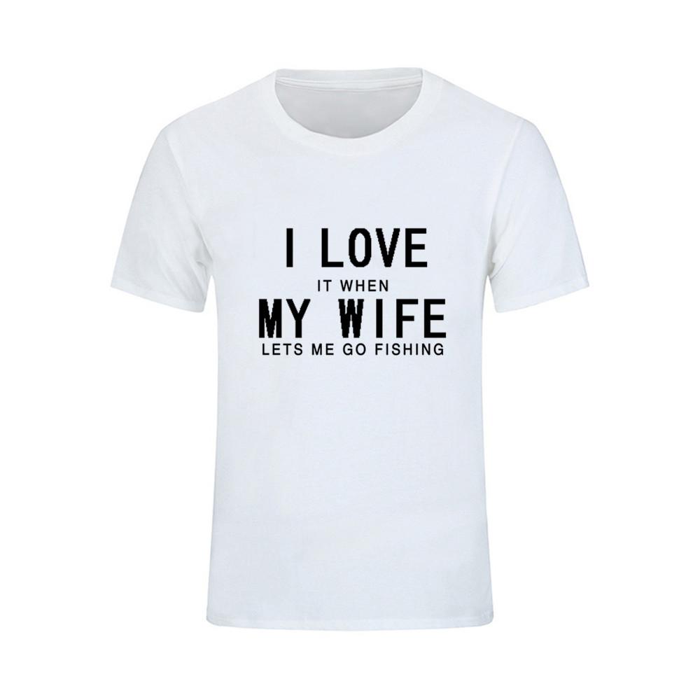 Men S T Shirts I Love My Wife Slim Fit Simple Style Tees Crew Neck