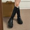 New French black platform boots autumn retro small fat mm thin and heightened knight boots