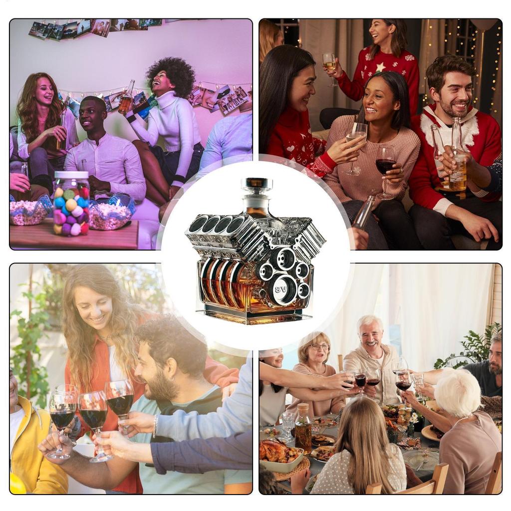 Whiskey Decanter V8 Engines Shape Alcohol Decanter Bottle Home Bar Decoration for Valentine's Day Tequila Bourbon Brandy Wedding