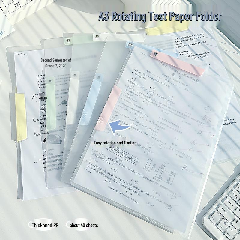 Thickened Double Rod Test Paper Organizer - Large Capacity File Bag with Pull Rod for Student Swivel Folders
