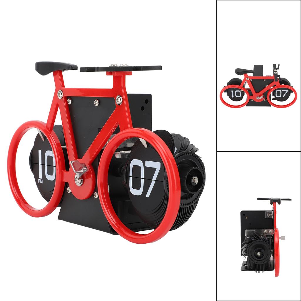 Vintage Desk Clock Bike Shape Retro Mechanical Battery Powered Gear Operated Timer Reminder Table Clock for