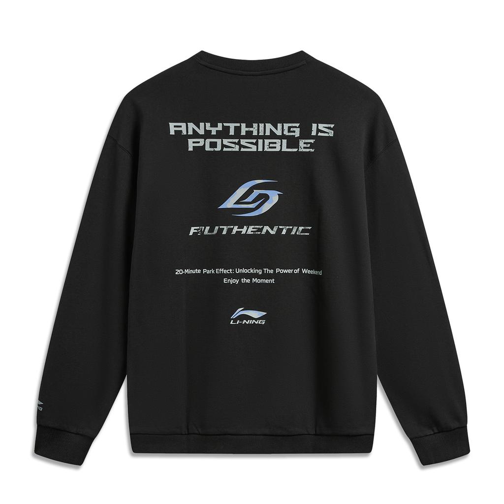 Li Ning Sports Lifestyle Series Back Letter Round Neck Breathable Versatile Loose Sweatshirt Unisex Sweatshirt AWDW341-1