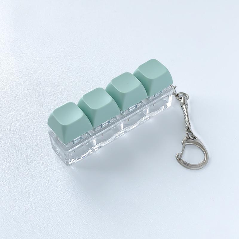 *4Keys Mechanical Keyboard Keychain Fidget Toy,Stress Relief Finger Press Button Anti-Anxiety Office Calming Decompression Toy