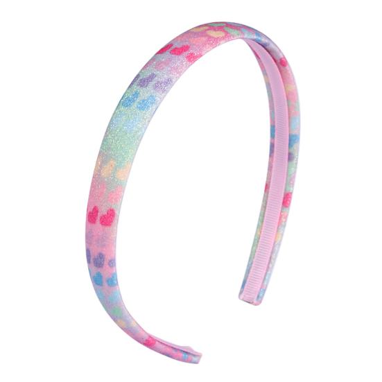 Bandeau pour fille avec peigne à dents lisses et arc anti-glisse Couleur dégradé arc-en-ciel Décoration Cœurs Étoiles Serre-tête
