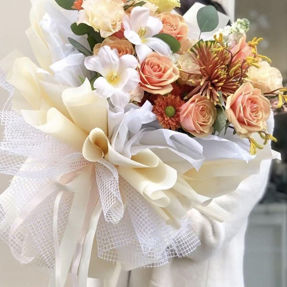 50cm Wide Fresh Flower Wrapping Paper DIY Hollowed Bouquet Wrapping Paper Hard Yarn Mesh Wrapping Paper