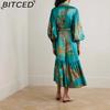 BITCED Women's Summer Sexy Fashion Strapless Satin Positioned Print Dress