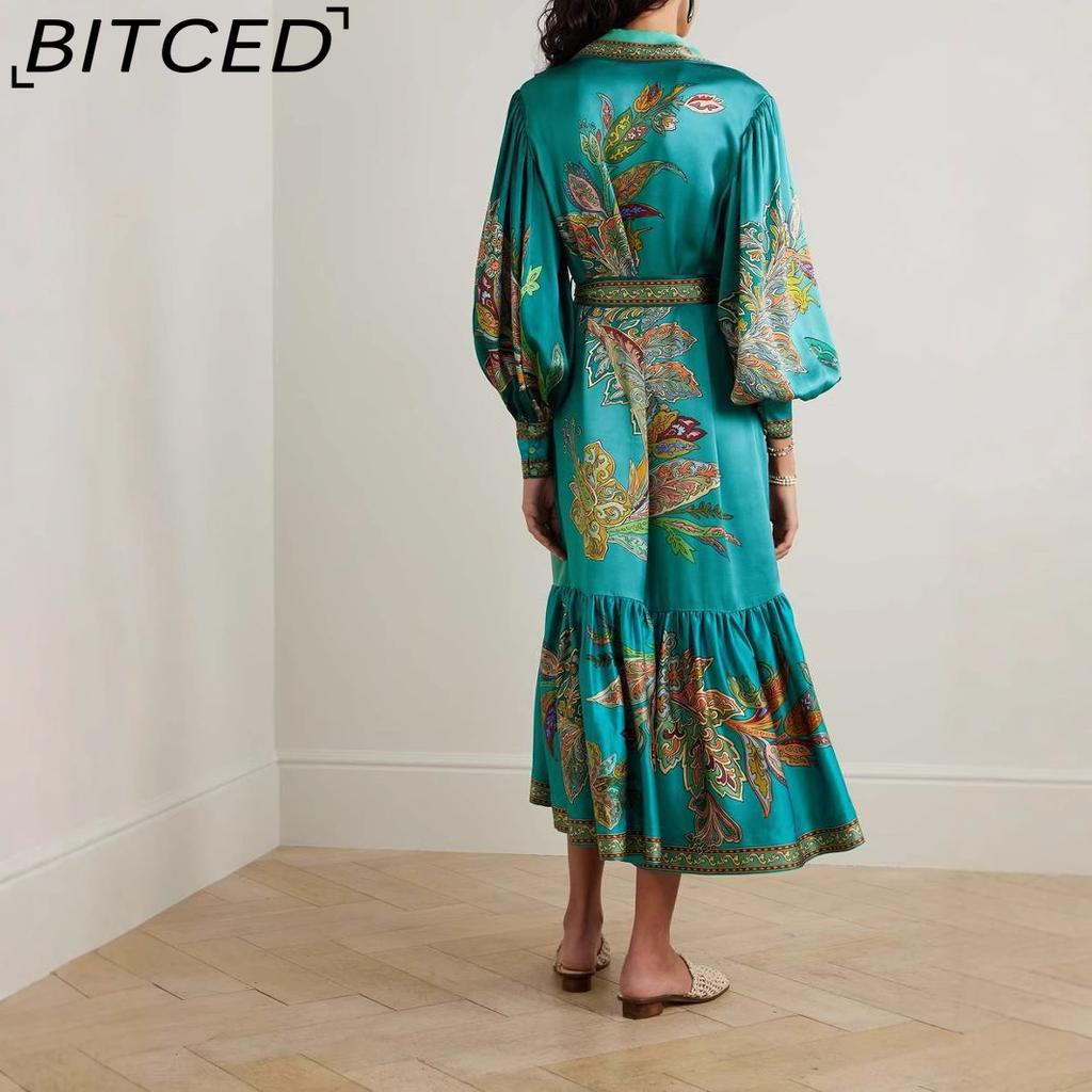 BITCED Women's Summer Sexy Fashion Strapless Satin Positioned Print Dress