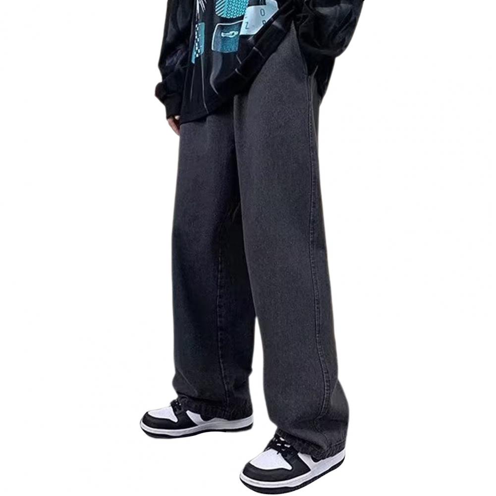 

Мужские повседневные джинсы с эластичной резинкой на талии, широкие джинсовые брюки с карманами, дизайнерские повседневные брюки в уличном стиле, уличная одежда M