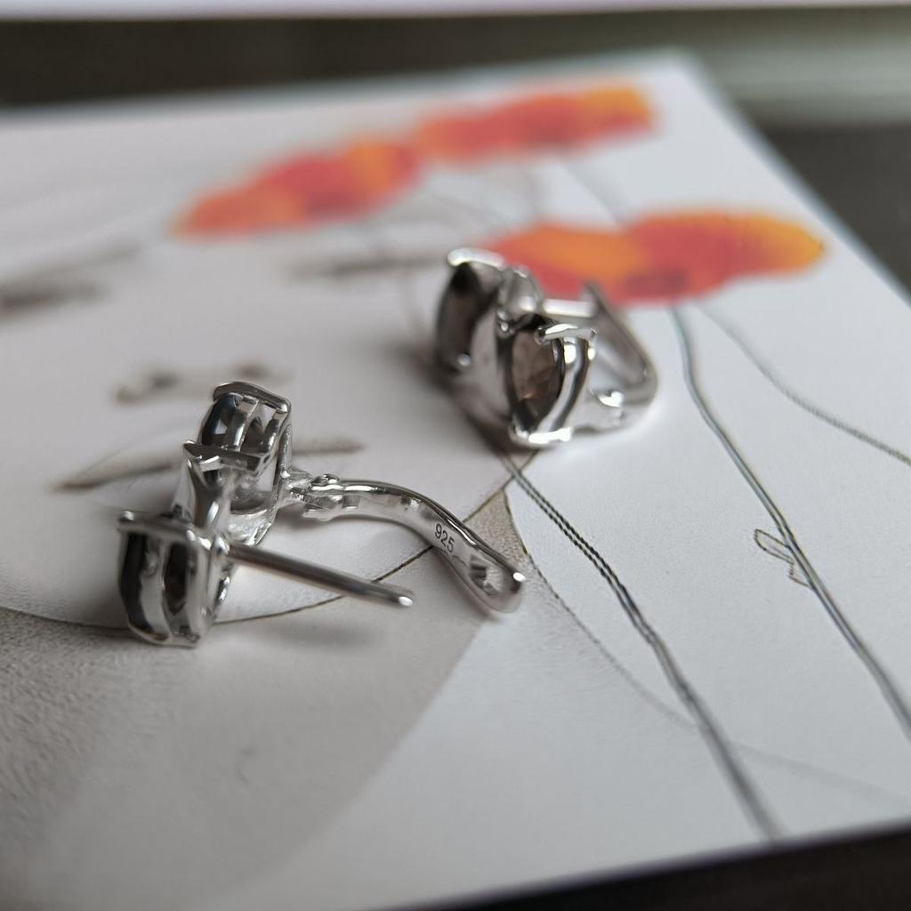 Silver Earrings with Natural Rauchtopaz (smoky Quartz) 3.842ct (2178880)