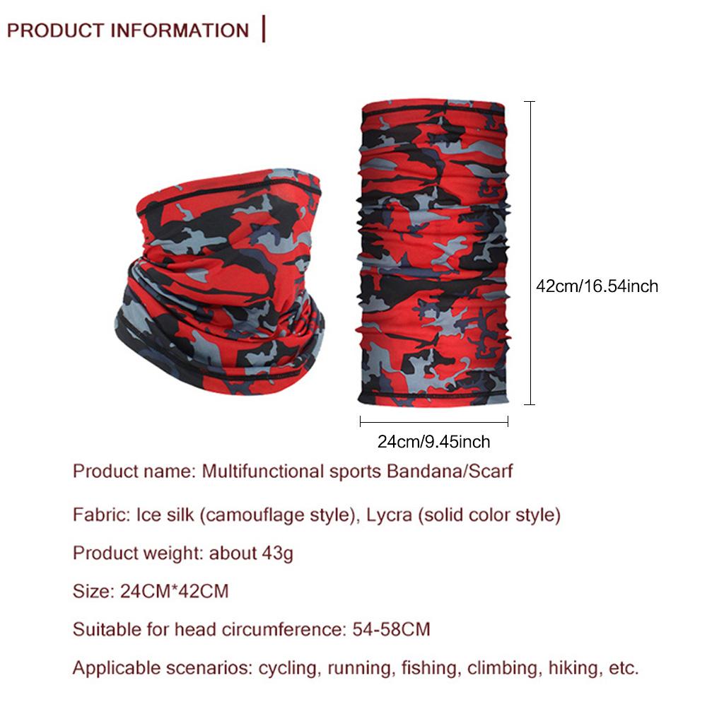 1PCS Cycling Face Mask Headscarf Scarf Neck Breathable Multifunctional UV Protection Outdoor Fishing Hiking Bandana Head Band