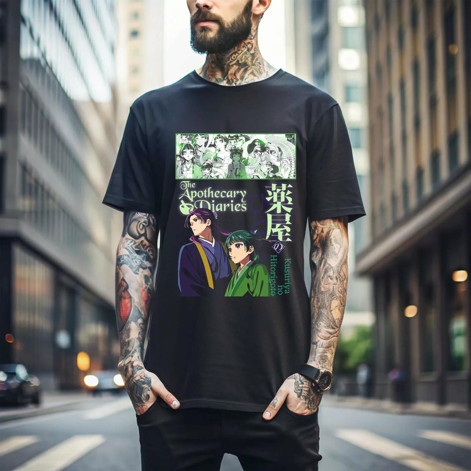 

100% cotton TOPS UNISEX TEES MENS WOMENS Maomao The Apothecary Diaries Essential T-shirt Anime Black Shirt Men Gifts 336 M чёрный