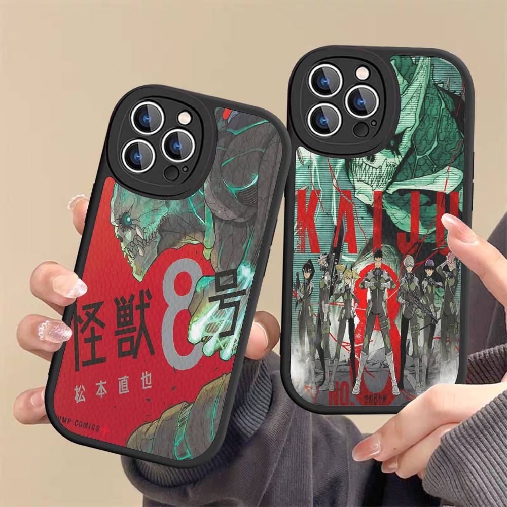 Classic Anime K-kaiju No8 Leather Phone Case For IPhone 16 15 14 13 12 11 Pro Max Plus Shockproof Cover