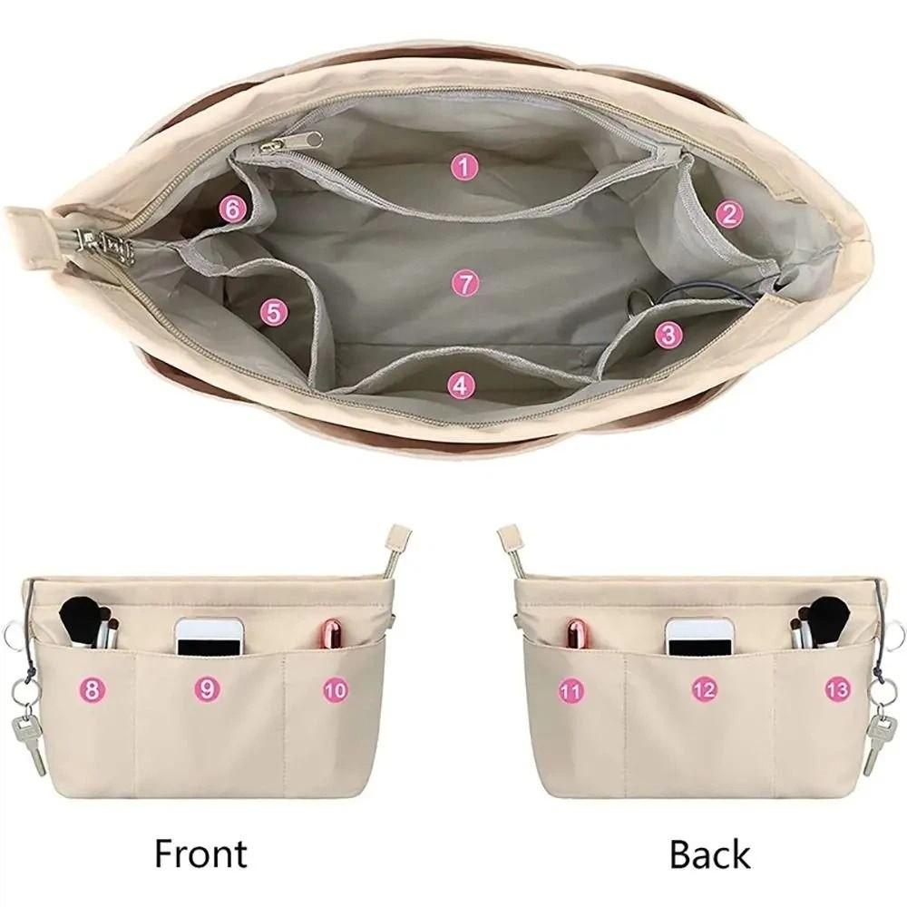 Storage Bags Multi-Pocket Handbag Cosmetic Organizer Inner Bag Insert Bag  Travel Accessory