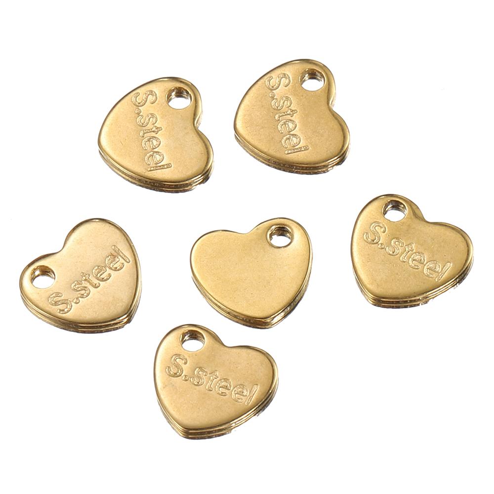 50pcs Stainless Steel End Charms Pendants Vacuum Plating Bracelet Chain Extension Tail Charm for DIY Jewelry Making No Fade
