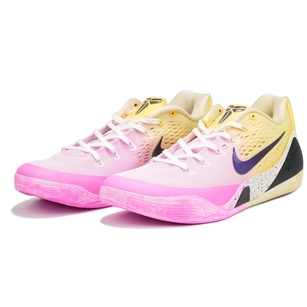 Nike Kobe 9 Cushioning Abrasion-Resistant Cushioning, Wear Resistant Low-Top Basketball Shoes Unisex Pink Yel IH1401-100(Team-9)-Random packaging bags