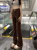 2025 Brown High-Waisted Slimming Micro-Flare Jeans for Women - Autumn Coffee-Colored Floor-Length Bell Bottoms